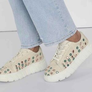 Free People Catch Me If You White Mirror Combo Crochet Sneakers 9.5